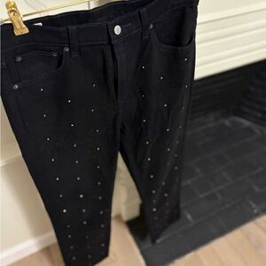 GAP Midnight Black Studded Straight Leg Jeans